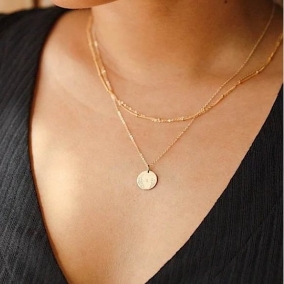 Free People Jewelry - Floral Letter U Initial Dainty Silver/Gold Flower Circle Disc Hippie Necklace